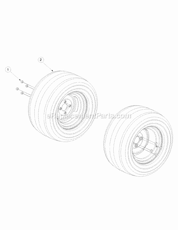 Wheel Assembly Diagram and Parts List for M54-KW 53AI8CT4050-25HP Cub Cadet Lawn Tractor